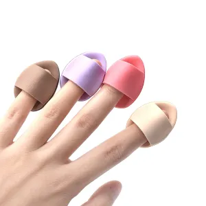 RUBIXIAN Finger Puff, 4 Pcs Mini Makeup Puff, Super Soft Beauty Makeup Tools, Latex-free Blending Sponge, Suitable For Foundation, Concealer, Repair Cream, Eye Shadow (Set of 4pcs)