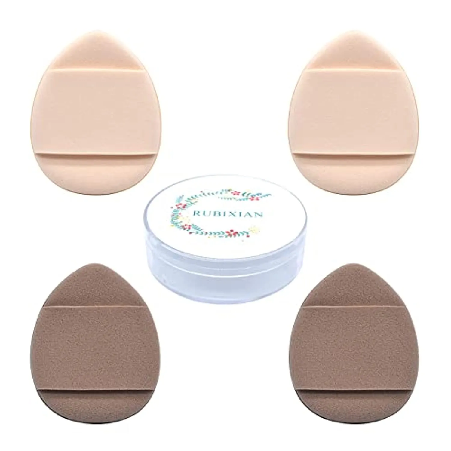RUBIXIAN Finger Puff, 4 Pcs Mini Makeup Puff, Super Soft Beauty Makeup Tools, Latex-free Blending Sponge, Suitable For Foundation, Concealer, Repair Cream, Eye Shadow (Set of 4pcs)