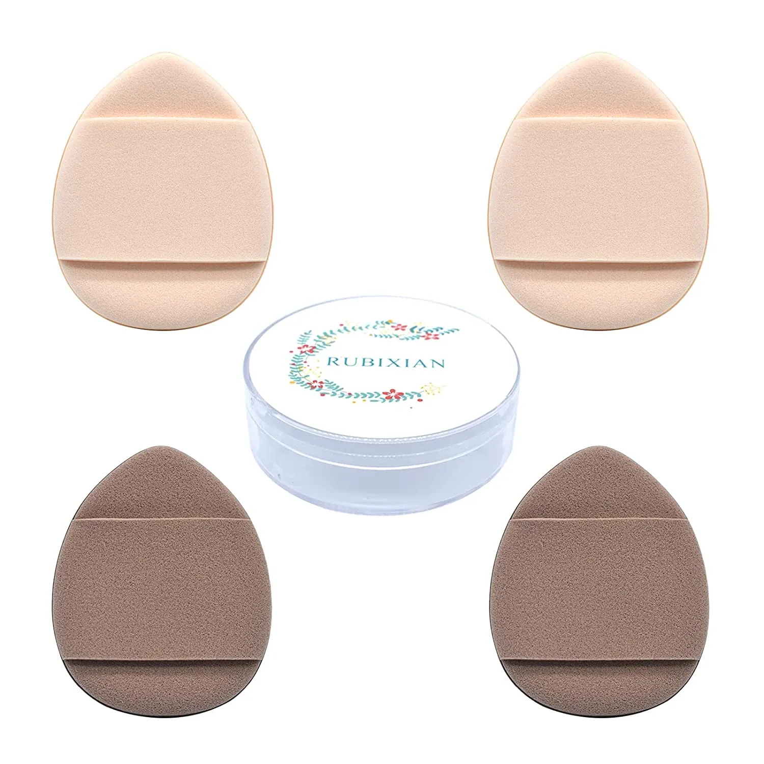 RUBIXIAN Finger Puff, 4 Pcs Mini Makeup Puff, Super Soft Beauty Makeup Tools, Latex-free Blending Sponge, Suitable For Foundation, Concealer, Repair Cream, Eye Shadow (Set of 4pcs)