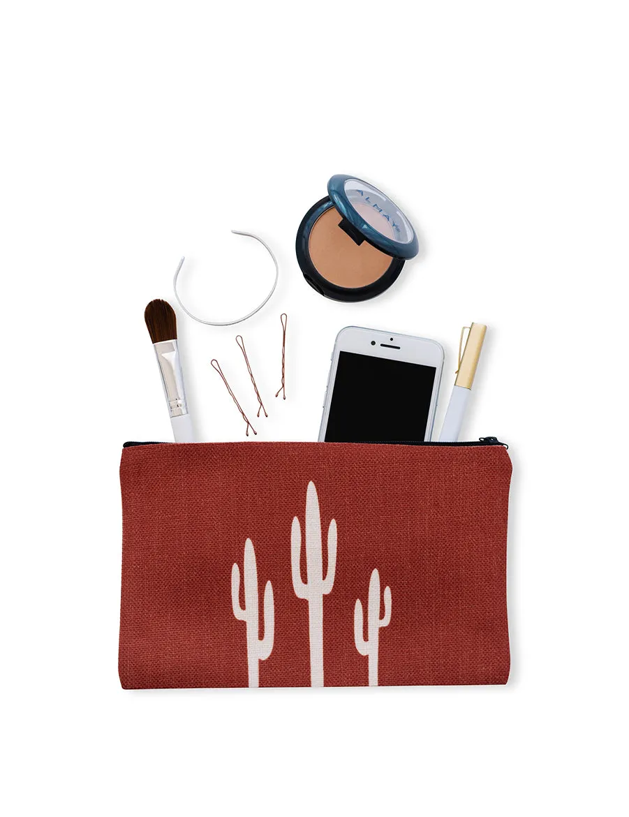Saguaro Cosmetic Linen Pouch, College Student Gift , Mother's Day Gift,Christmas Gift