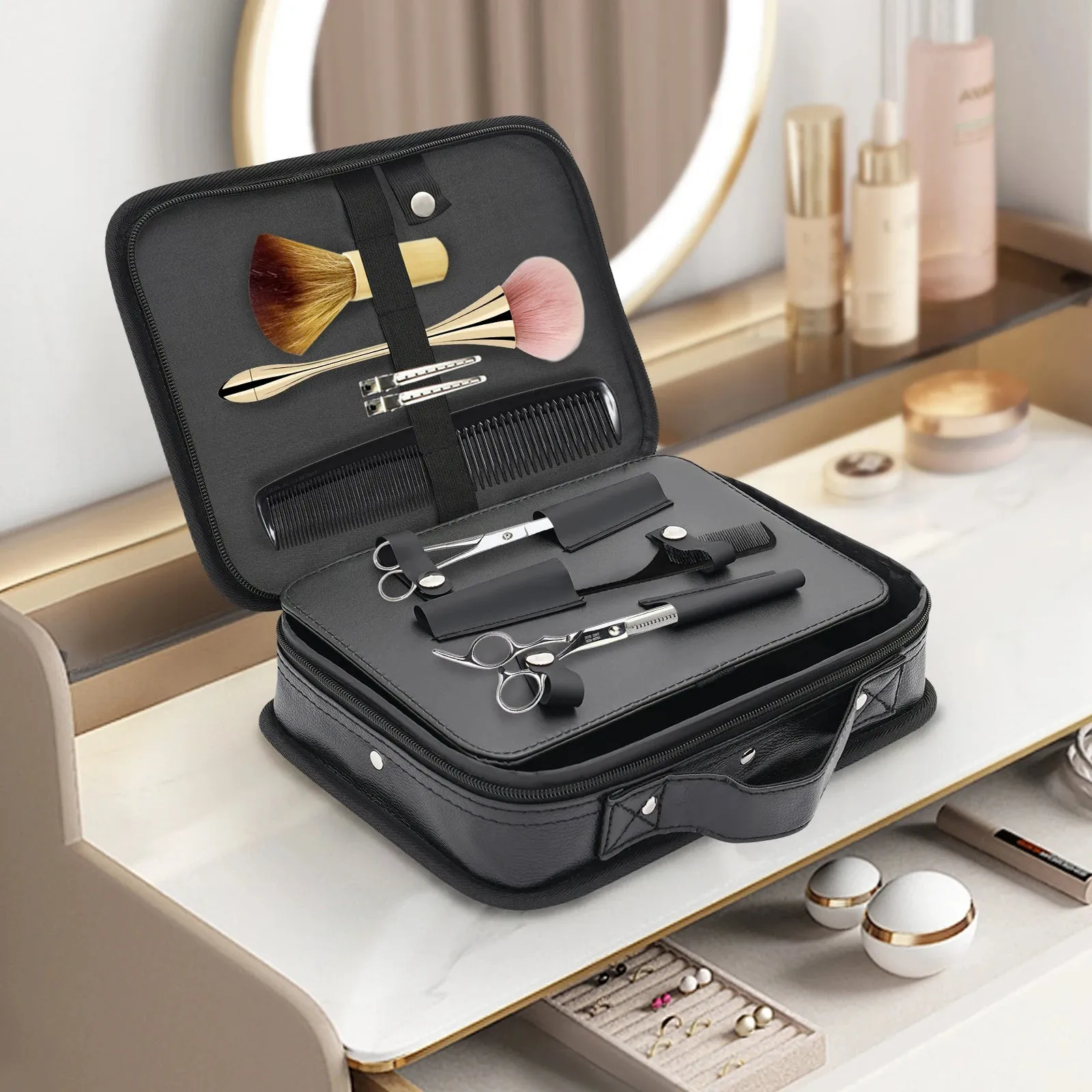 Salon Hairdressing Bag Large Capacity Portable And Lightweight Burr-free Edges Convenient Zipper Build to Last Black