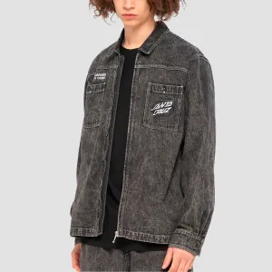 Santa Cruz Oval Dot Mono Crime Zipped Longsleeve Shirt Black Acid Wash