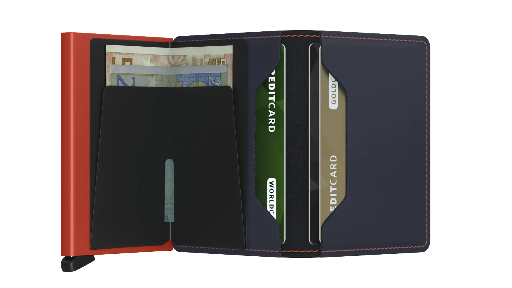 SECRID Slimwallet Matte - Nightblue & Orange