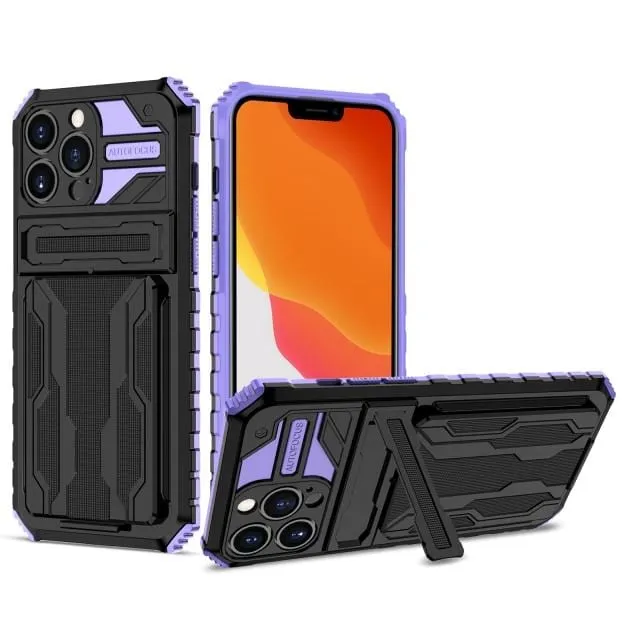 Shockproof Card Holder Phone Case With Kickstand