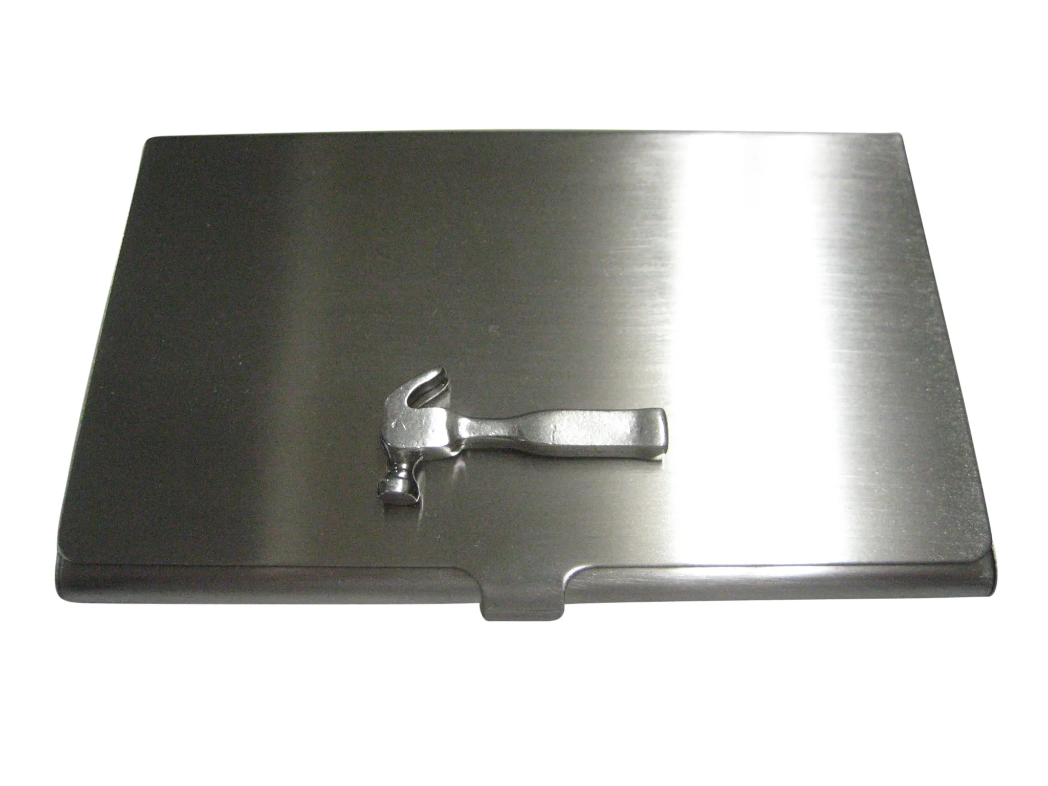 Silver Toned Construction Tool Hammer Business Card Holder