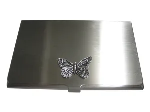 Silver Toned Detailed Butterfly Bug Insect Business Card Holder