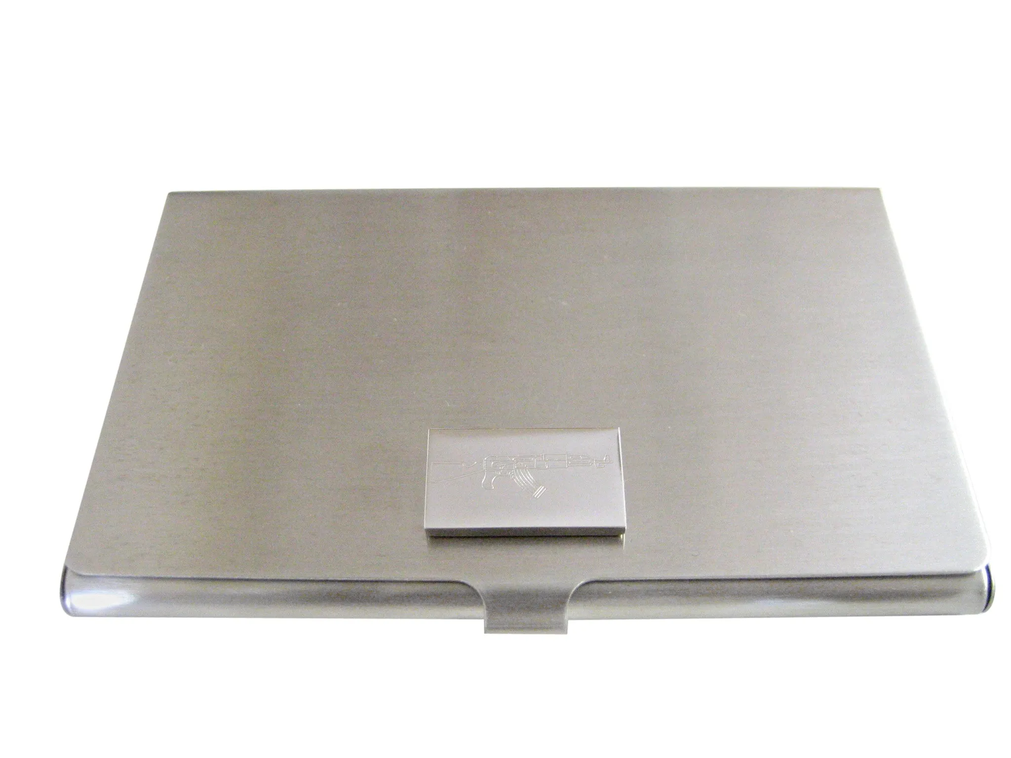 Silver Toned Etched AK47 Rifle V3 Business Card Holder