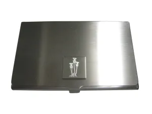 Silver Toned Etched Carnivorous Sarracenia Pitcher Plant Business Card Holder