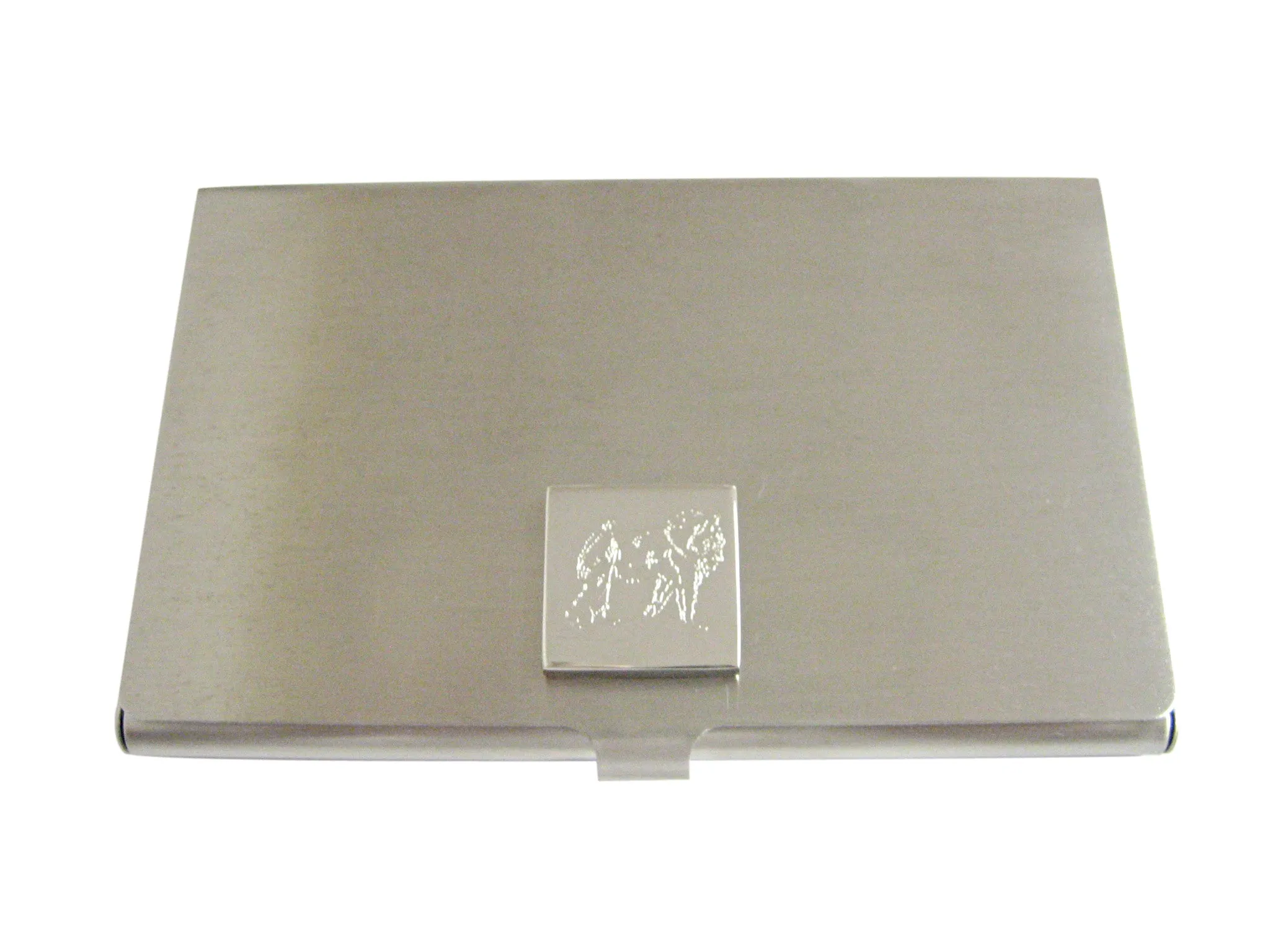 Silver Toned Etched Gorilla Business Card Holder