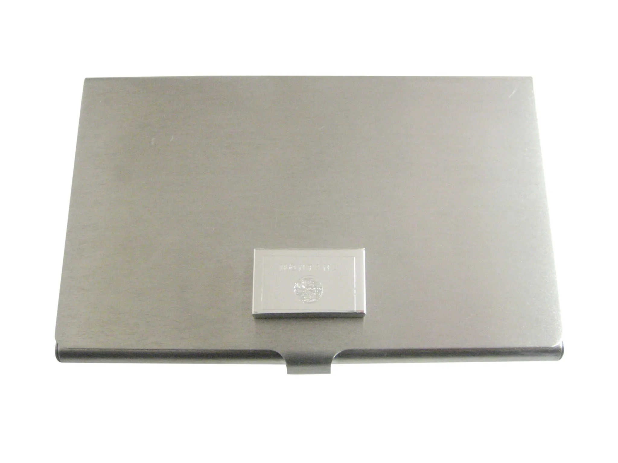 Silver Toned Etched Montana State Flag Business Card Holder