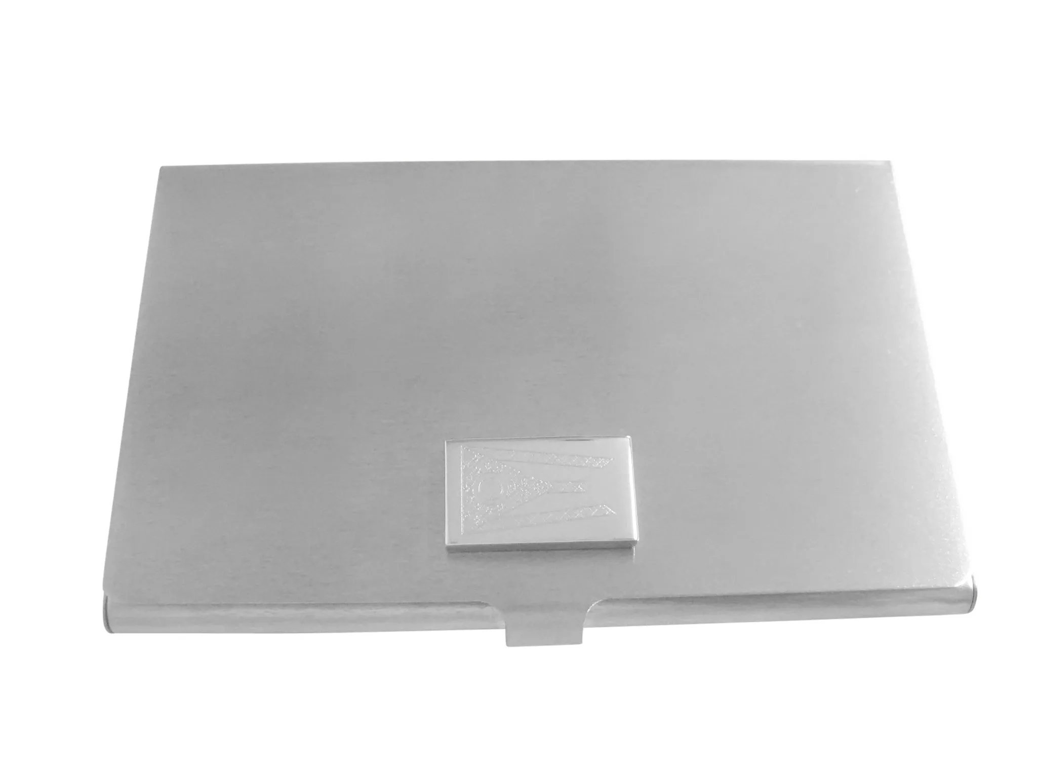 Silver Toned Etched Ohio State Flag Business Card Holder