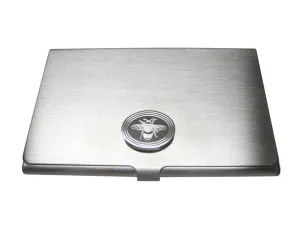 Silver Toned Etched Oval Bumble Bee Business Card Holder