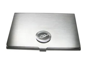 Silver Toned Etched Oval Cello Music Instrument Business Card Holder