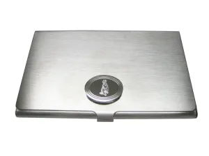 Silver Toned Etched Oval Meerkat Business Card Holder