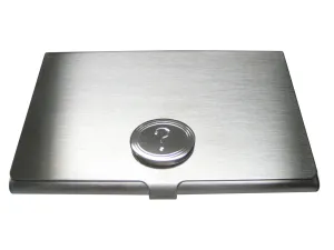 Silver Toned Etched Oval Question Mark Business Card Holder