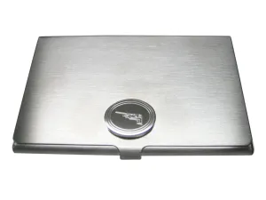 Silver Toned Etched Oval Stealth Bomber Plane Business Card Holder