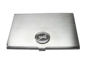 Silver Toned Etched Oval Unmanned Aerial Vehicle UAV Drone V2 Business Card Holder