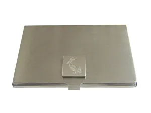 Silver Toned Etched Pelican Bird Business Card Holder