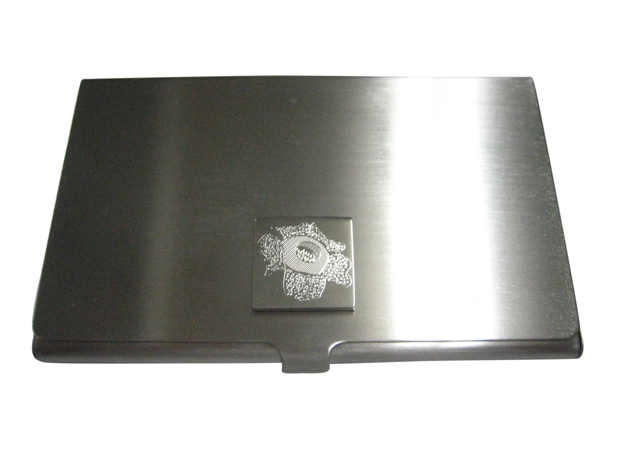 Silver Toned Etched Rafflesia Arnoldii Carnivorous Plant Business Card Holder