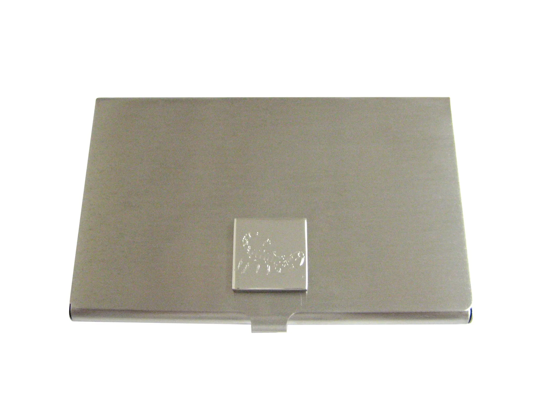 Silver Toned Etched Scorpion Business Card Holder