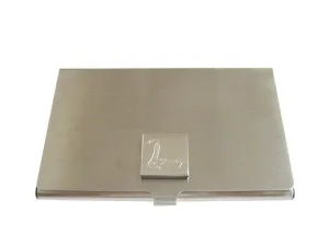 Silver Toned Etched Sitting Goose Bird Business Card Holder