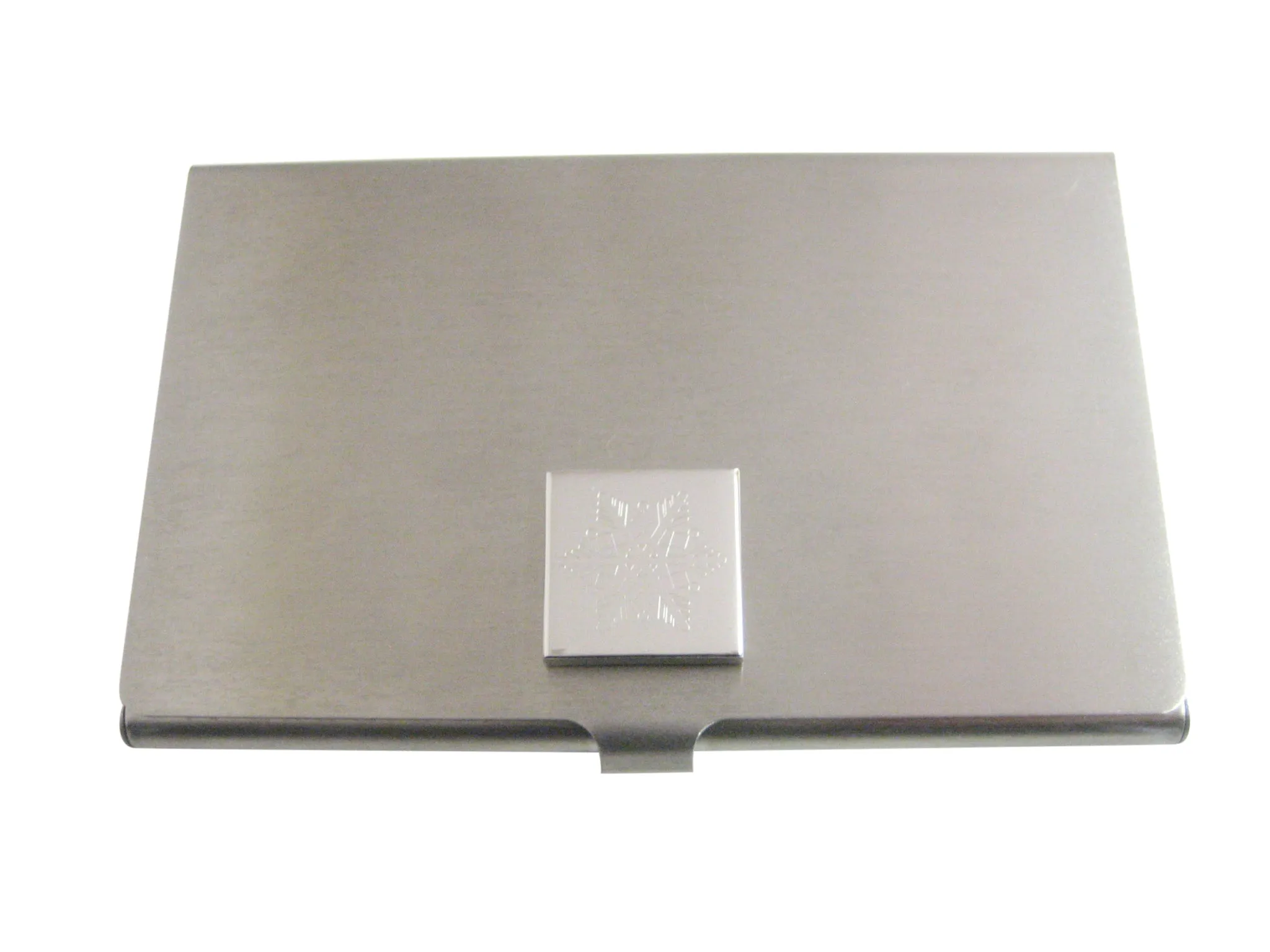 Silver Toned Etched Snowflake Business Card Holder