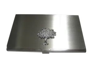Silver Toned Full Tree Design Business Card Holder