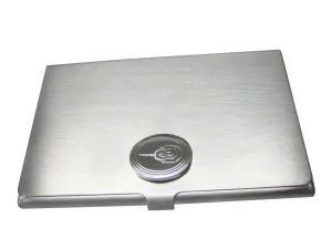 Silver Toned Oval Etched Horseshoe Crab Business Card Holder