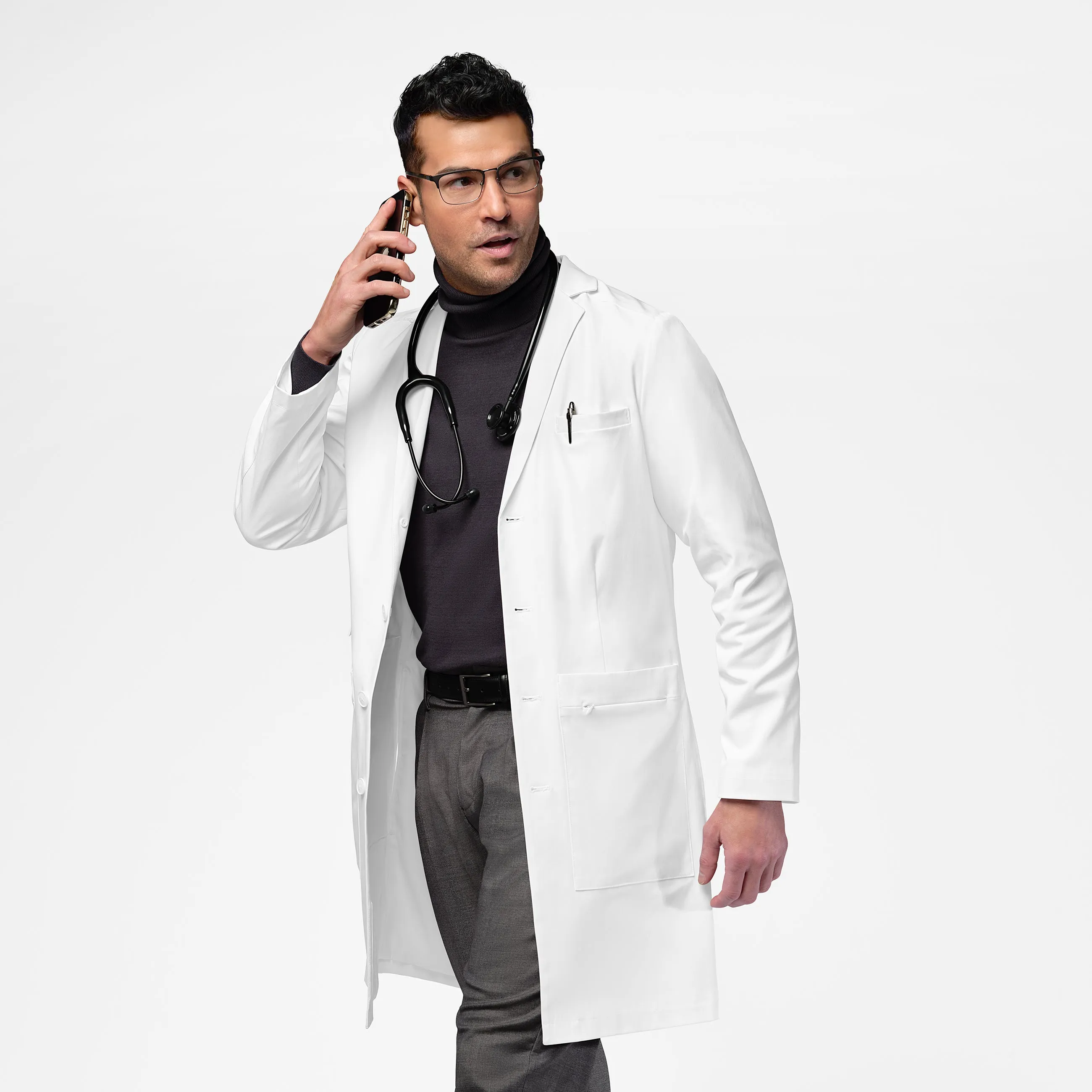 Slate 7372 Men's 38 Inch Doctors Coat White