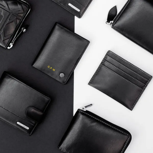 SLIM BIFOLD CARD HOLDER WITH COIN, SOFT BLACK
