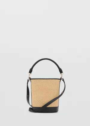 Small raffia-effect bucket bag