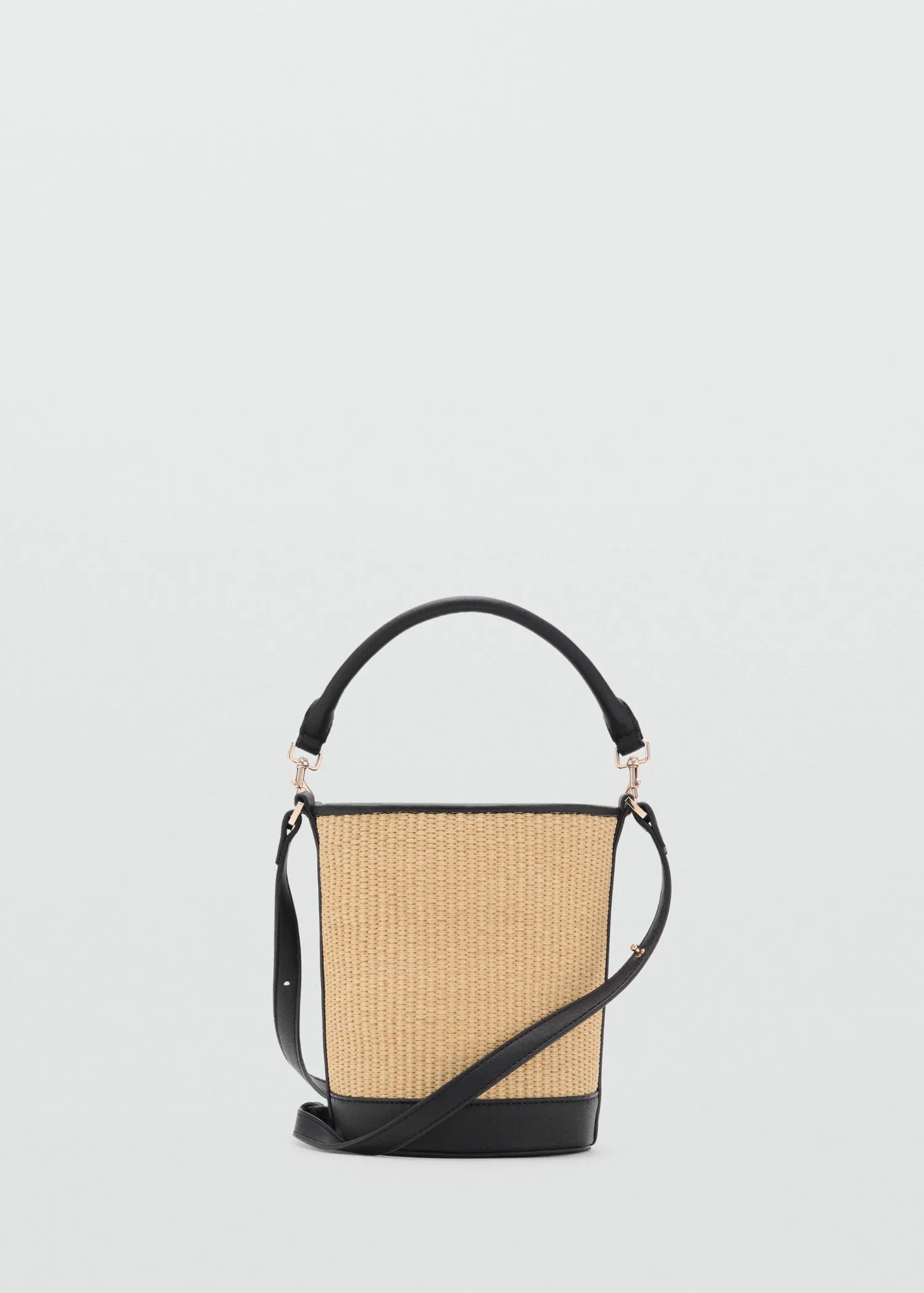 Small raffia-effect bucket bag