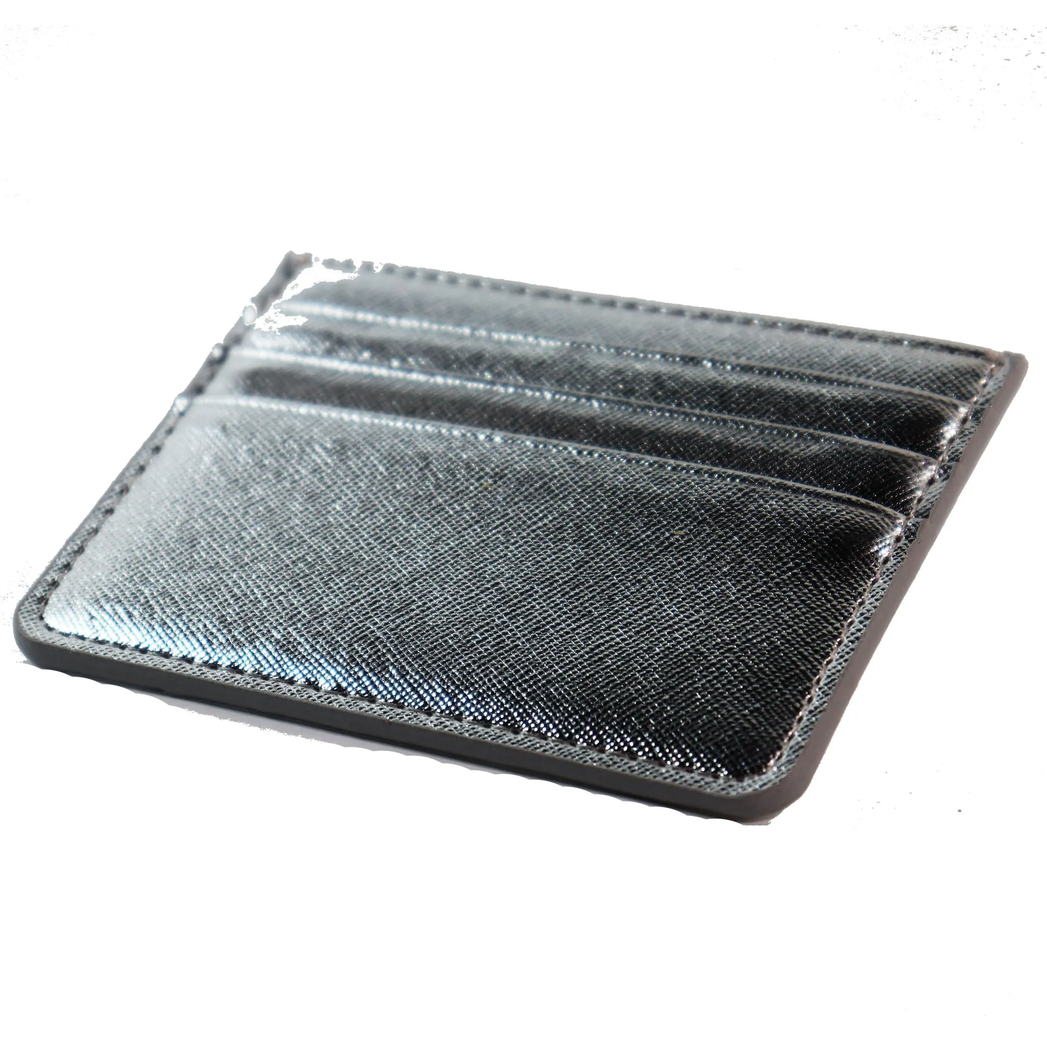 Small Silver Metallic Card Holder