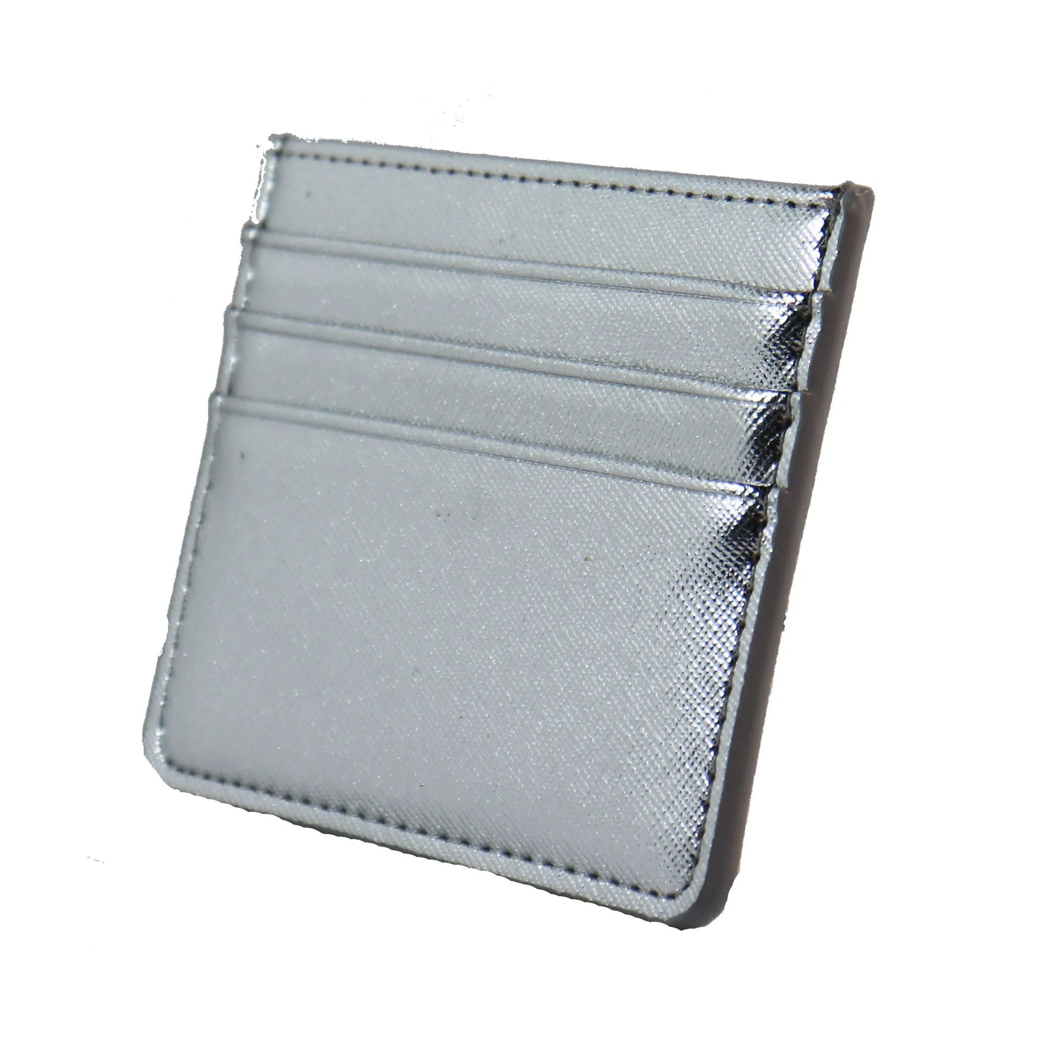 Small Silver Metallic Card Holder