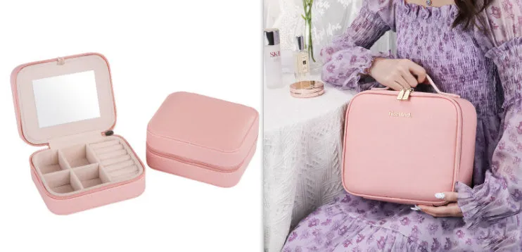 Smart LED Cosmetic Case With Mirror Cosmetic Bag