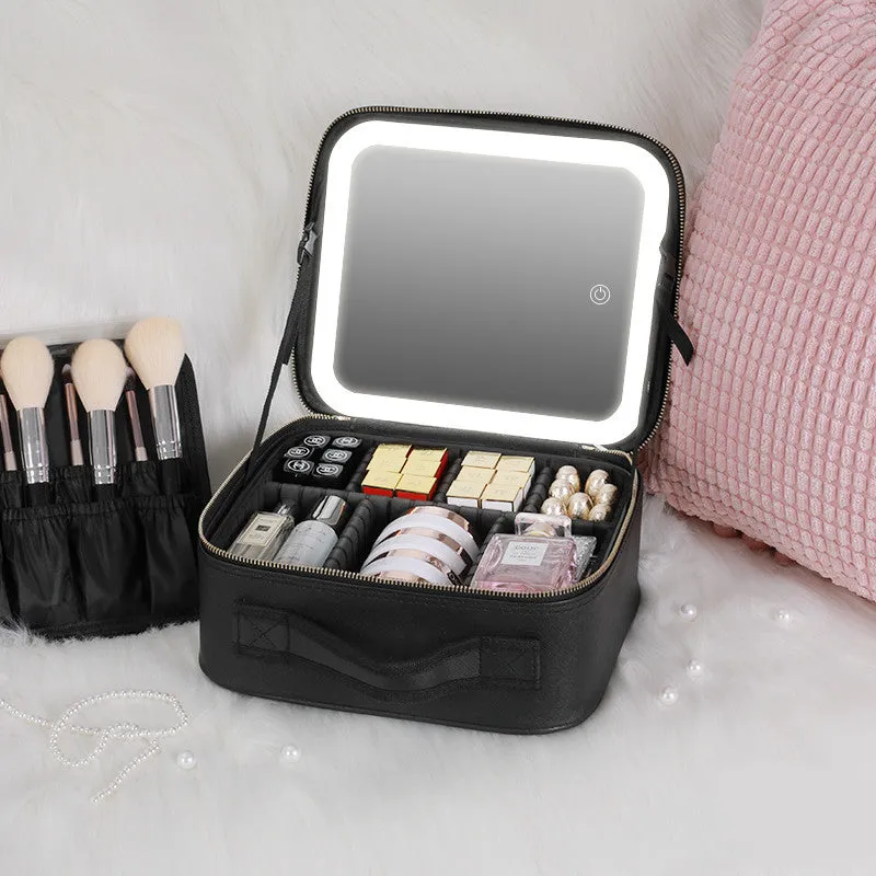 Smart LED Cosmetic Case With Mirror Cosmetic Bag