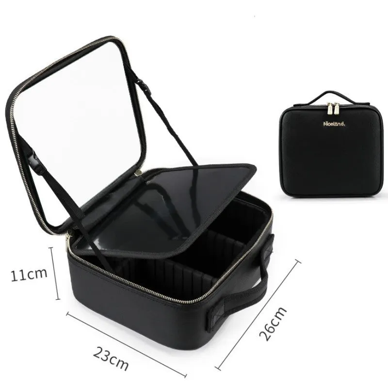 Smart LED Cosmetic Case With Mirror Cosmetic Bag