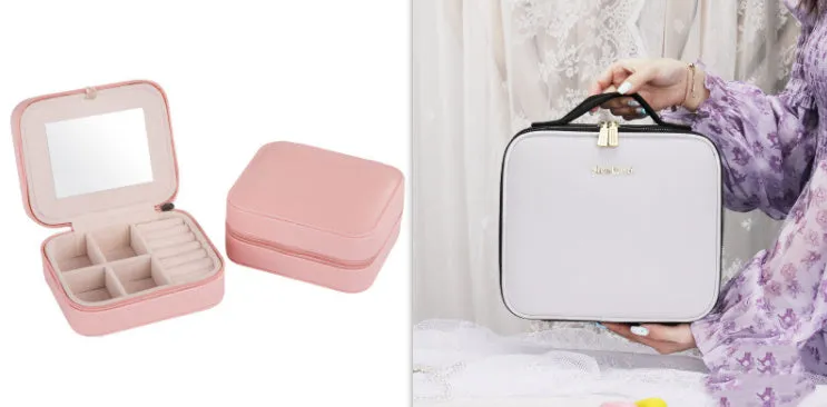 Smart LED Cosmetic Case With Mirror Cosmetic Bag
