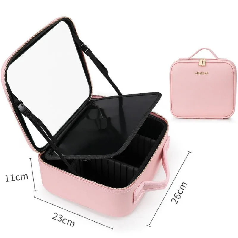Smart LED Cosmetic Case With Mirror Cosmetic Bag