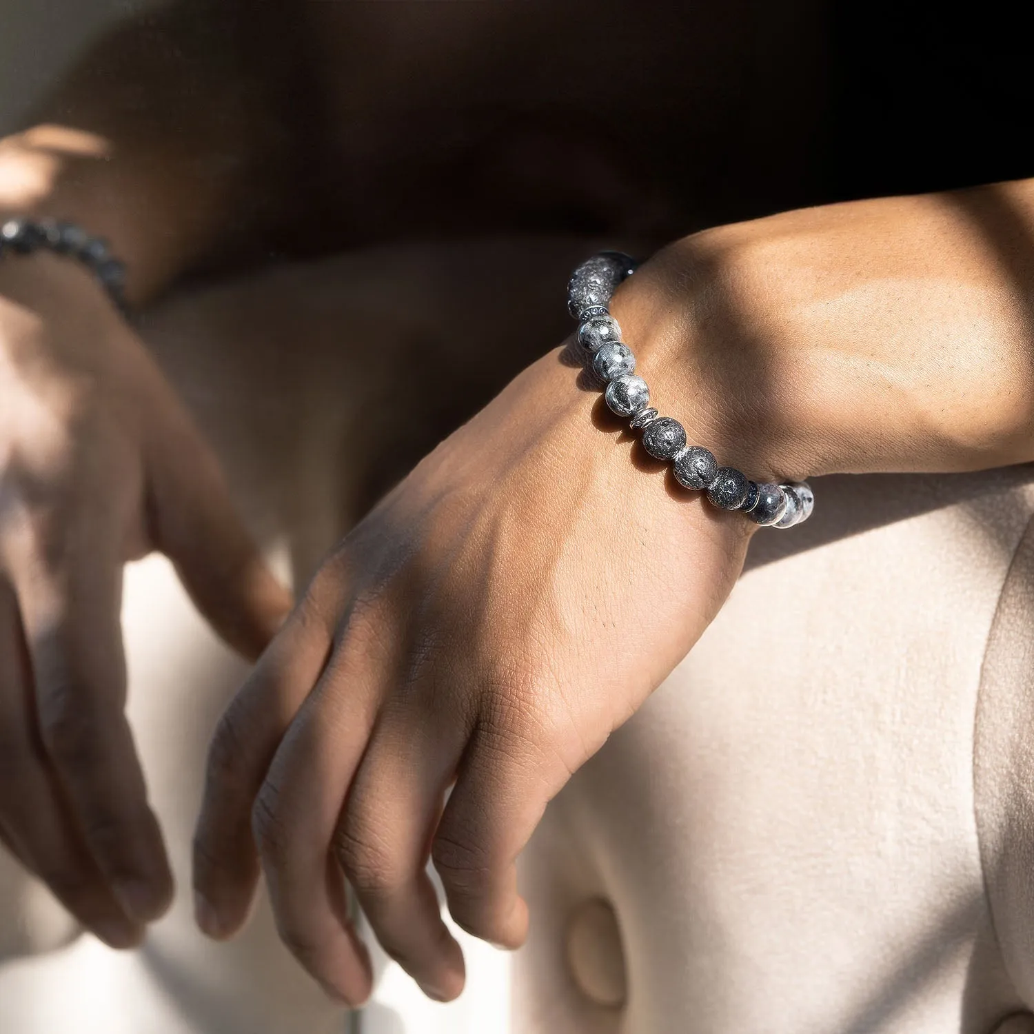 Spiritual Lava and Larvikite Natural Stone Bracelet with MagSnap 2