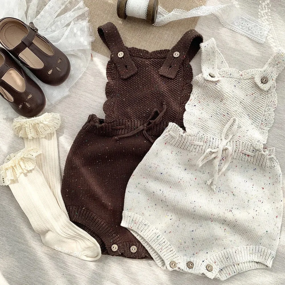 Sprinkled Knit Romper - Brick