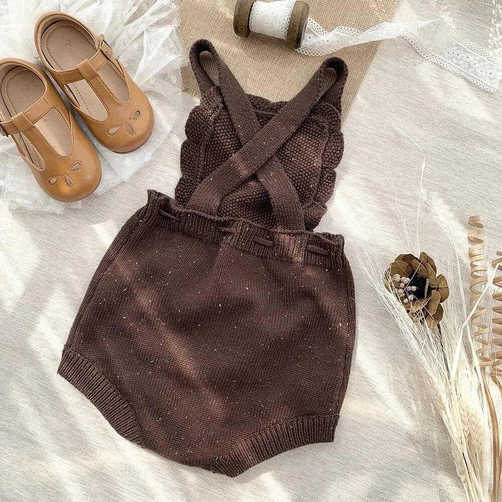 Sprinkled Knit Romper - Brick