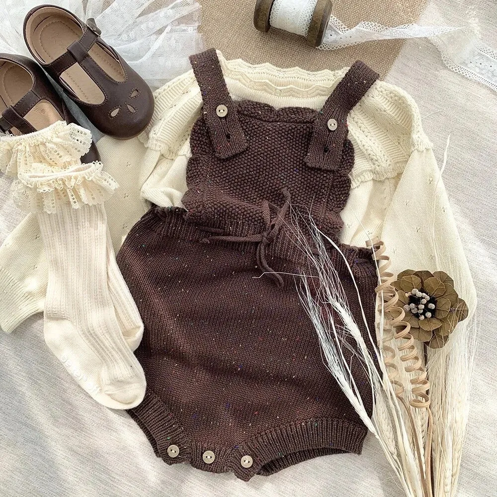 Sprinkled Knit Romper - Brick
