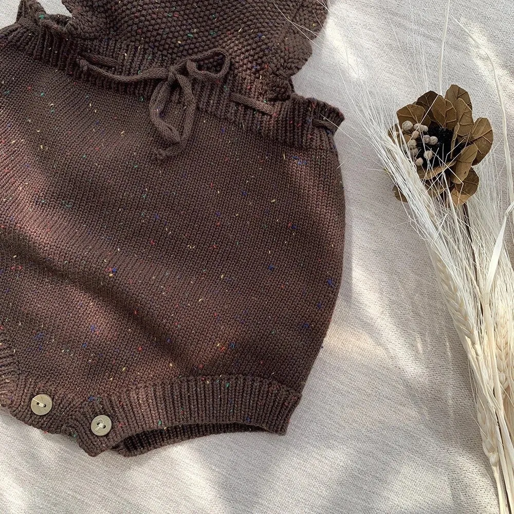 Sprinkled Knit Romper - Brick