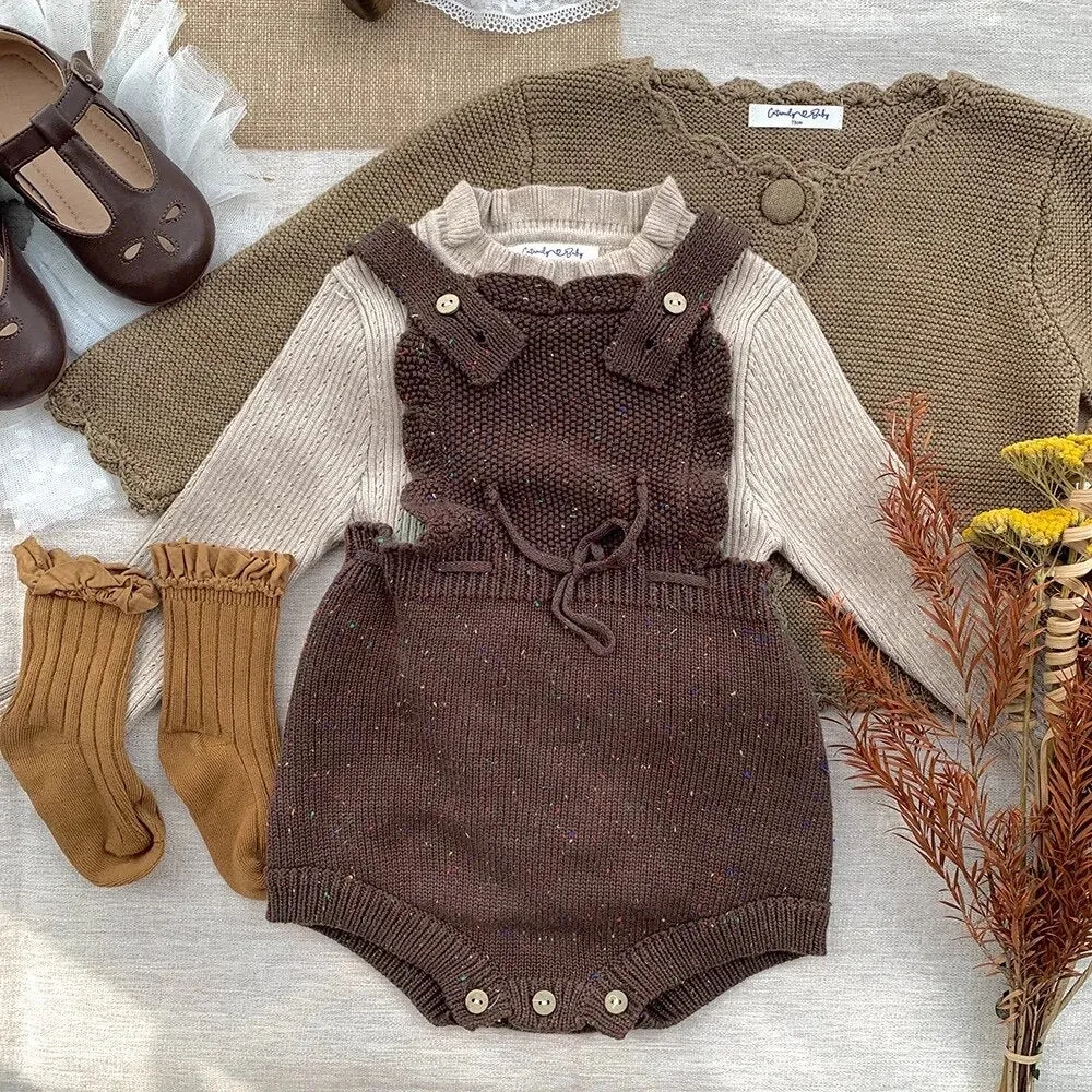 Sprinkled Knit Romper - Brick