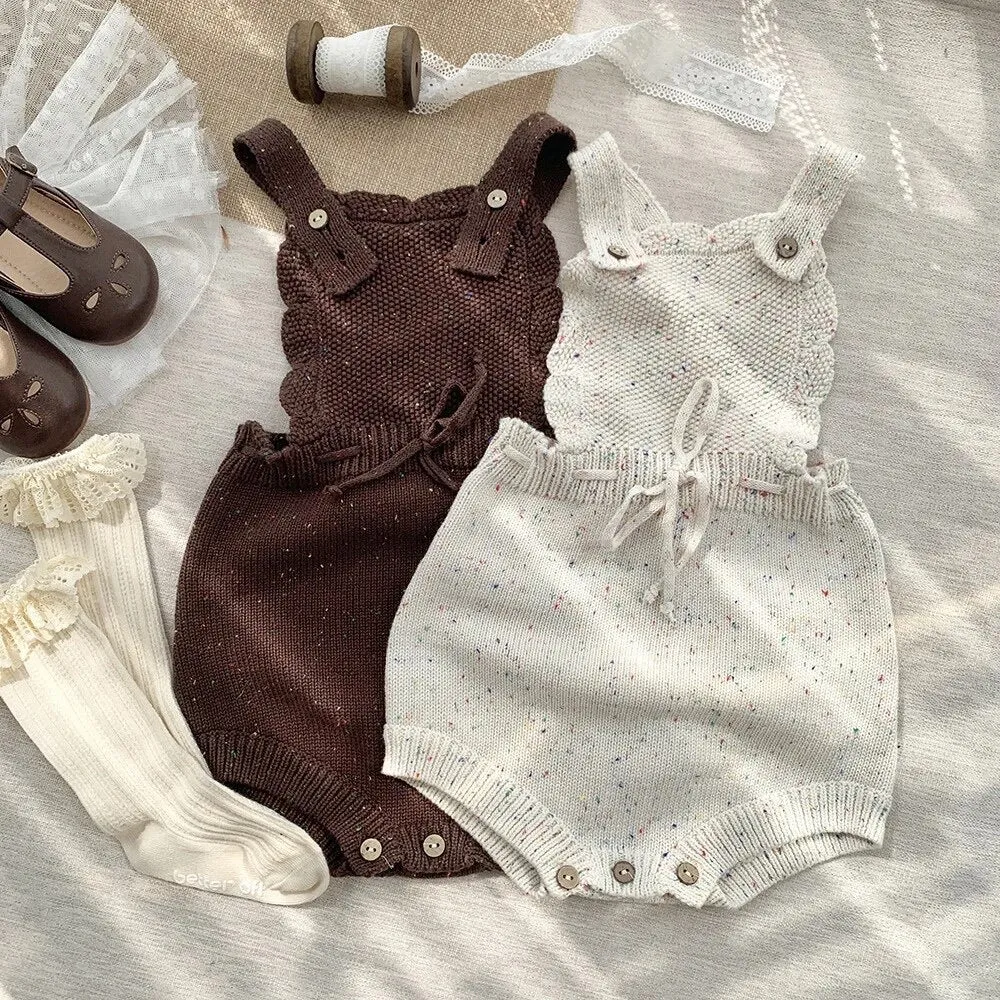 Sprinkled Knit Romper - Brick