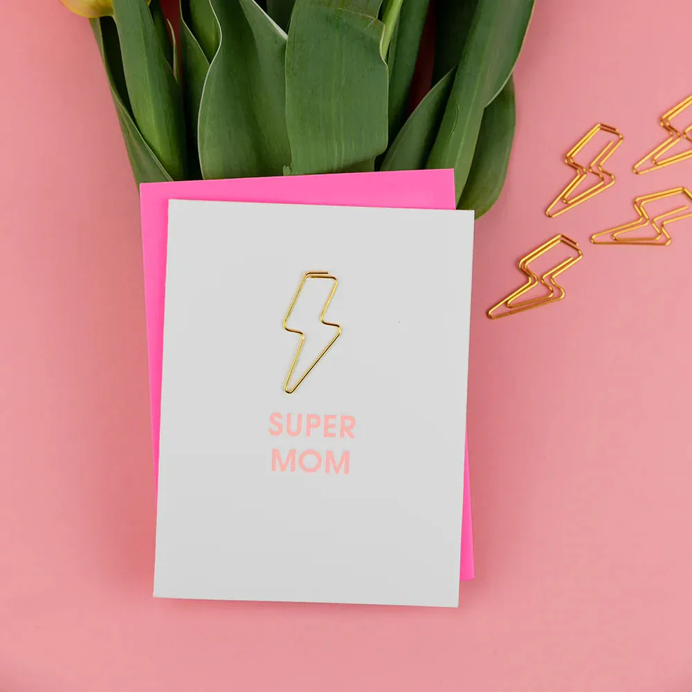 Super Mom Lightning Bolt Paper Clip Card