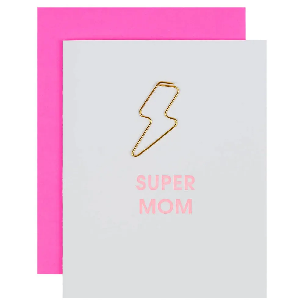 Super Mom Lightning Bolt Paper Clip Card
