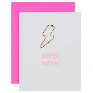 Super Mom Lightning Bolt Paper Clip Card