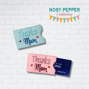 Thanks Mom Gift Card holder (US & UK versions) April 2024 Mystery Bundle machine embroidery design 4x4 DIGITAL DOWNLOAD